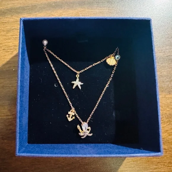 Authentic Swarovski Crystal Ocean Necklace, Anchor Starfish & Octopus Motif - Picture 3 of 4